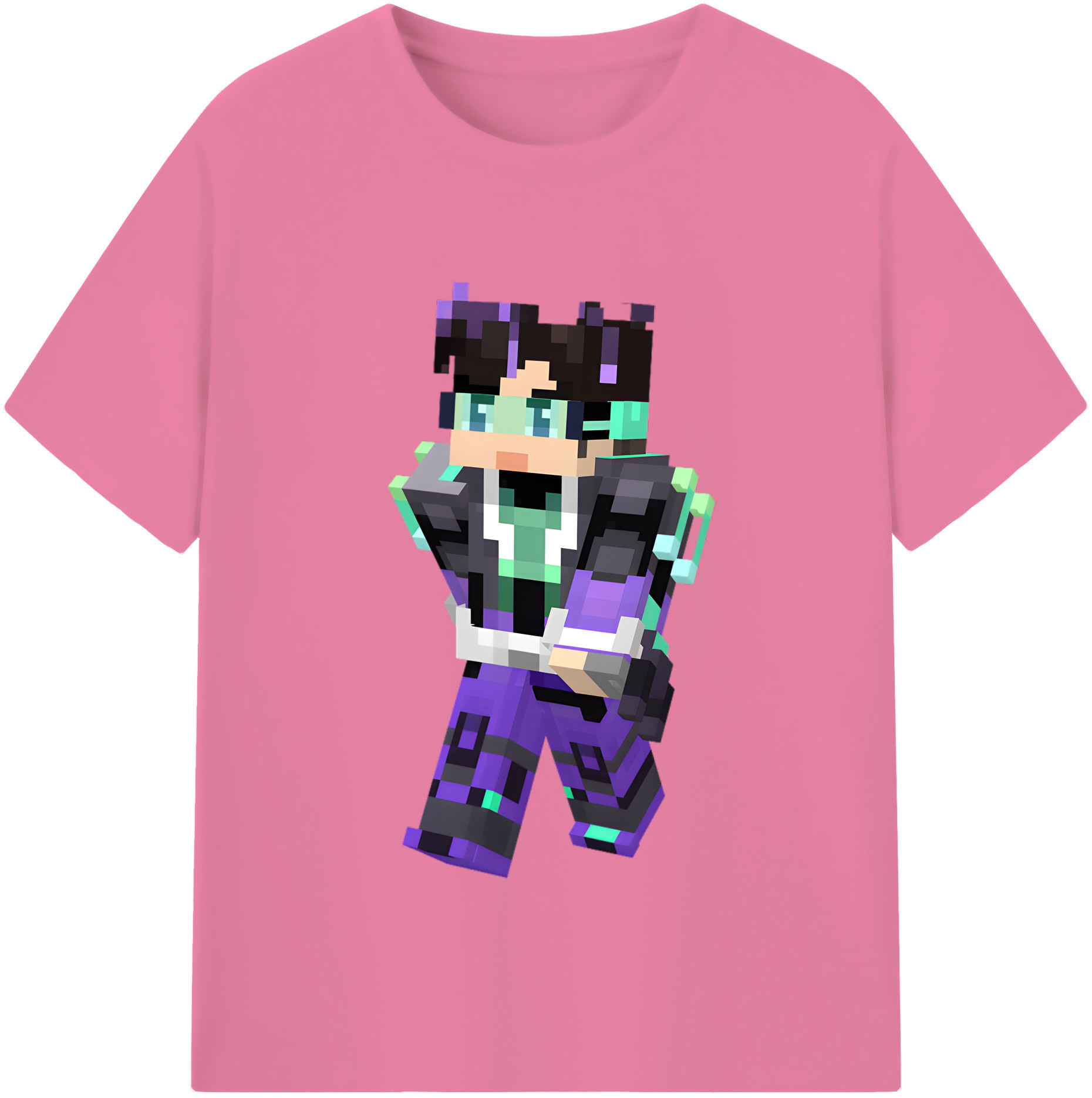 （画像用） マインクラフト ブロックの世界 Minecraft MC Block world 綿100％半袖Tシャツ（フロントプリント）
